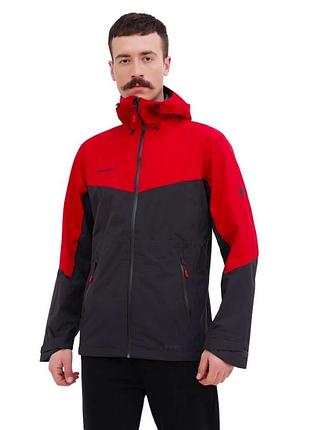 Куртка туристическая спортивная штормовка ветровка фирменная mammut wereha gore-tex jacket мембранная водоотпорная красно-черная
