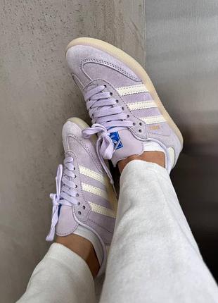 Женские кроссовки adidas samba lilac suede premium