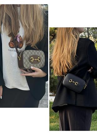 Шкіряна міні сумка через плече в канві g 2