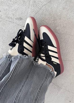 Жіночі кросівки adidas samba black / white cream premium