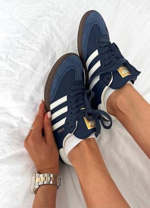 Жіночі кросівки adidas samba navy blue premium