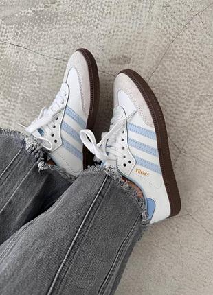 Жіночі кросівки adidas samba white / light blue premium