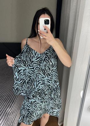 Літній костюм двійка блузка спідниця майка віскоза якісний тваринний принт