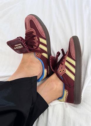 Женские кроссовки adidas samba wales bonner burgundy premium