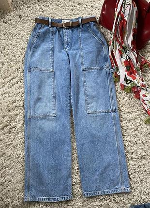 Стильные широкие джинсы багги,высокая посадка,zara,p.42ия5 фото