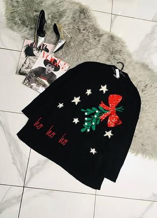 Черный свитер оверсайз новый год 🎄 рождество yessica c&a хл