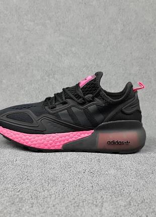 ❤️ Женские кроссовки adidas zx 2k черные с сиреневым скипь sale