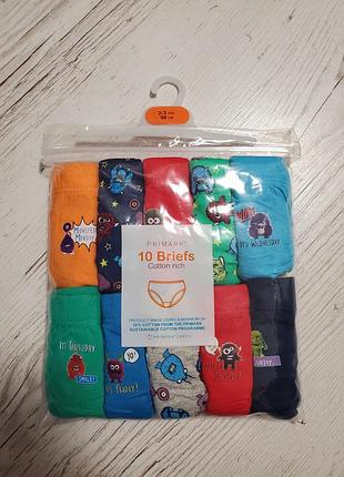 Primark трусики для мальчика 2-3 рочки слипы трусы полуупаковки 5шт