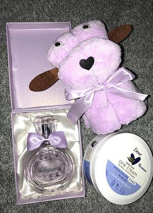 Набор подарочный для женщин девочек крем dove для тела лица рук полотенце туалетная вода духи парфюм цветочный в упаковке коробке на подарок женский