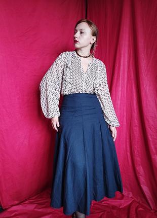 Льняная винтажная юбка с кучей разрезов