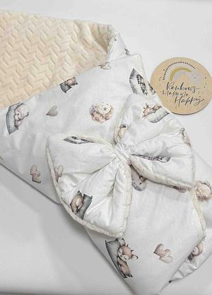 Теплий конверт-плед із бантом