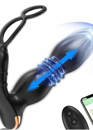 😉 телескопический анальный вибратор с кольцом на пенис