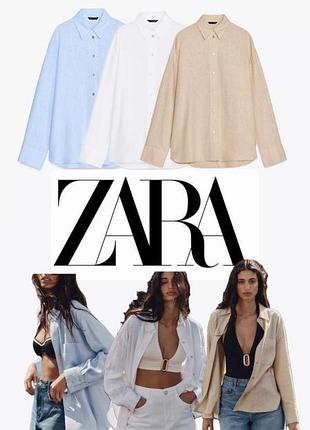 Рубашка с льном zara xs/xxl
