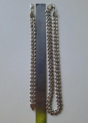 Серебряный браслет и колье. цепочка серебро 925 и 875 проба трезубец.