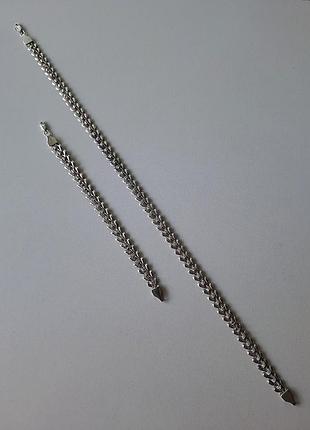 Серебряный браслет и колье. цепочка серебро 925 и 875 проба трезубец.