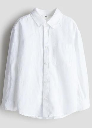 Рубашка детская лён (белая 110см 4-5р)