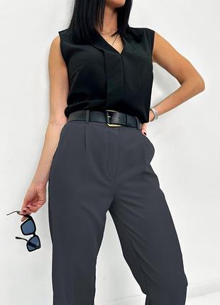 Женские стильные брюки штаны классического стиля графитовый цвет