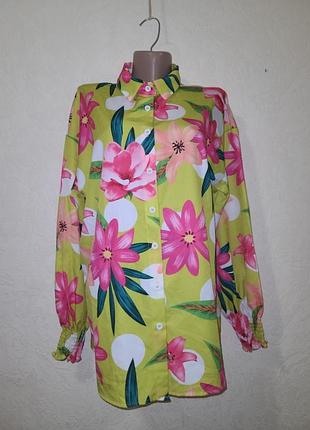 Яркая рубашка гавайская длинная рукав
