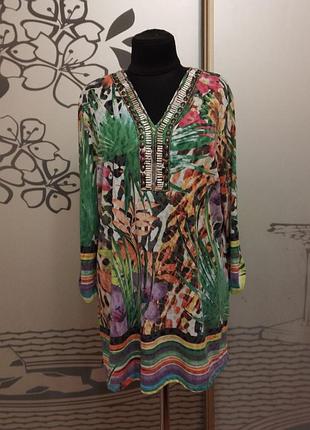 Брендовая трикотажная вискозная блуза большого размера