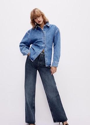 Рубашка zara из плотного денима