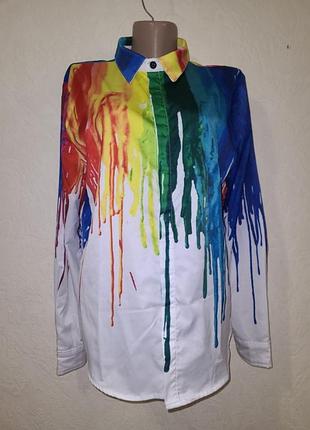 Рубашка с потоками краски длинные рукава