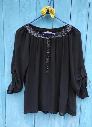Нарядная шифоновая блуза с пайетками,46-52разм..