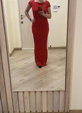 Коктейльное красное платье1 фото