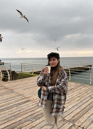 Тепла сорочка-пальто у клітинку з підкладкою