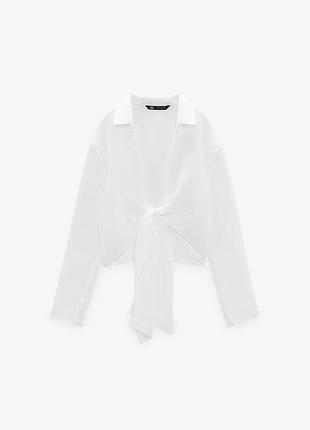 Сорочка zara біла із зав'язками xxl 4