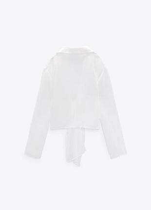 Сорочка zara біла із зав'язками xxl 5