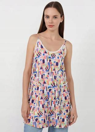 Рiзнокольоровий сарафан/тунiка  zara, з геометричним принтом, на бретелях
