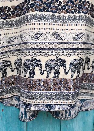 Легкая блуза-топ,индийские мотивы,слоники,44-52разм..3 фото