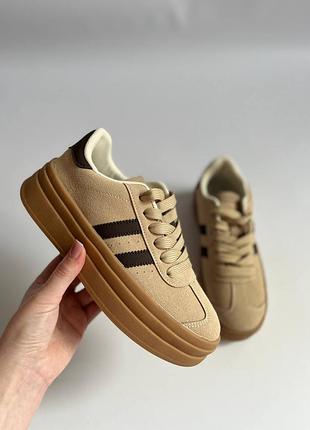 Кеди в стилі nike cortez light beige / brown premium
