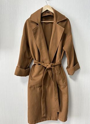 Пальто жіноче, розмір s/m , тм : st brand, колір коричневий, під пояс