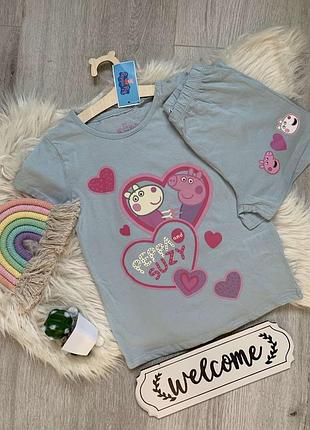 Пижама летняя свинка пеппа peppa pig костюм летний для девочки 4-6 лет (110-116 рост)