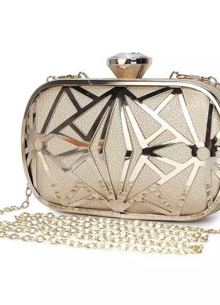 Вечірня сумочка, золотистий клатч, сумка на новий рік