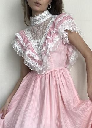 Редкое винтажное розовое платье от gunne sax на лето для фотосессии маленький размер