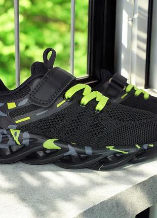 Кроссовки clibee арт. 383bg, черный-салатовый