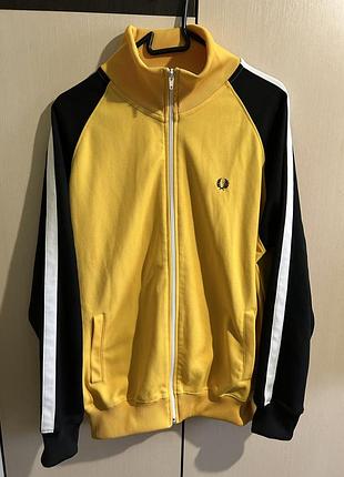 Fred perry спортивная кофта, олимпийка, желто-черная, ретро-стиль оригинал
