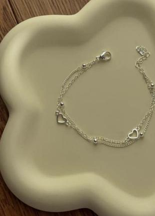 Ніжний браслет з сердечками 925