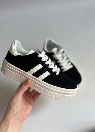 Кеди в стилі adidas gazelle black/white