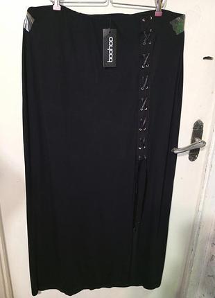 Новая с бирками эффектная макси трикотажная юбка с разрезом мега батал boohoo