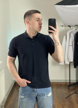 Чорне базове поло hugo boss, однотонне, логотип, лого, оригінал, хюго босс, хьюго, футболка з коміром