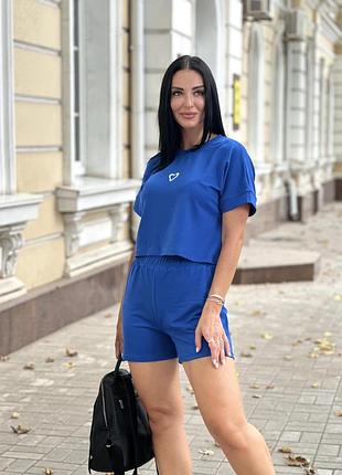Трикотажный летний костюм шорты и футболка