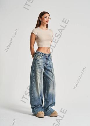 Стильні palazzo jeans з трендовою строчкою джинси