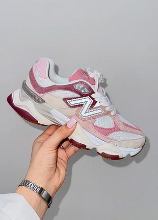 Шикарные женские кроссовки new balance 9060 pink rose white розовые
