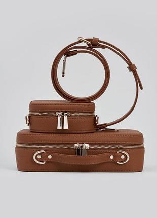 Natureal коричневий набір travel сумок-косметичок + ремінь + пильник