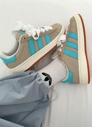 Жіночі кросівки adidas campus 👕 “beige / blue” premium