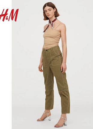 Укорочені джинси котонові штани з високою посадкою штани карго