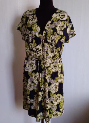 Красиве легке плаття в квіти талія на резинці new look